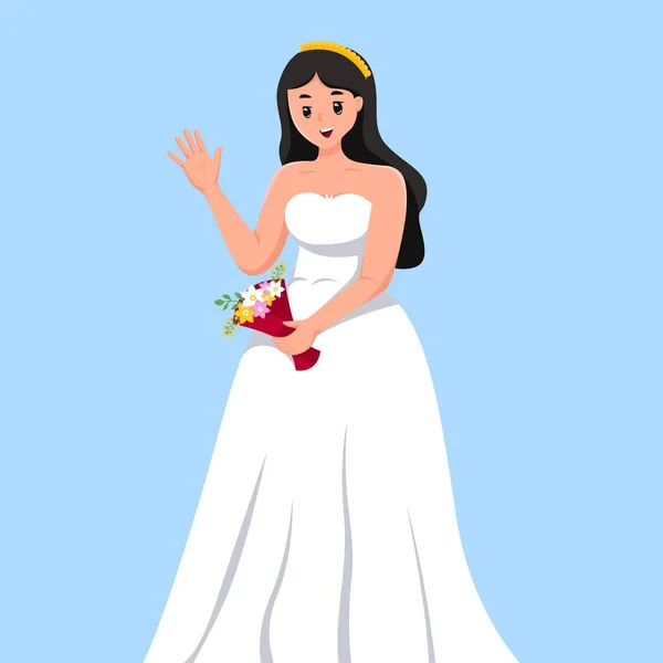 Güzel Düğün Karakteri Tasarımı Çizimi — Stok Vektör