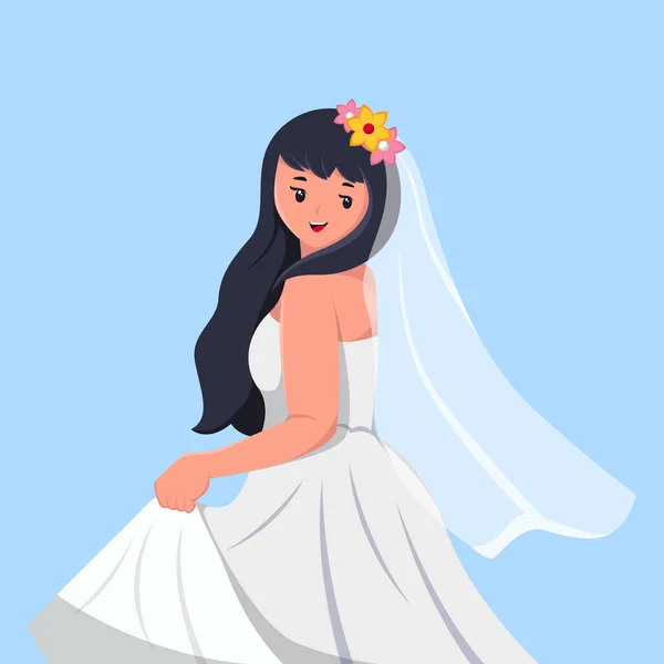 Ilustracja Pięknej Dziewczyny Sukni Ślubnej — Wektor stockowy