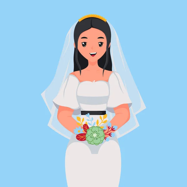 Piękna Dziewczyna Ślub Charakter Ilustracja — Wektor stockowy