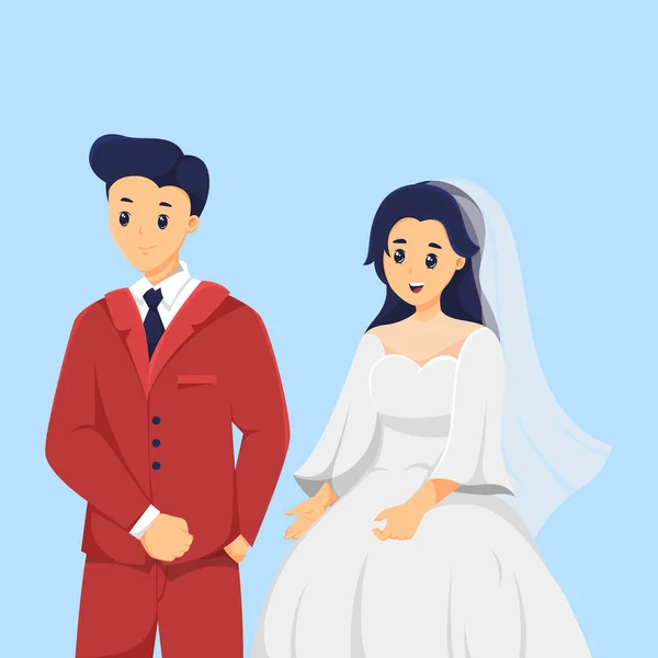 Χαριτωμένο Ζευγάρι Γάμος Χαρακτήρας Σχεδιασμός Εικονογράφηση — Διανυσματικό Αρχείο