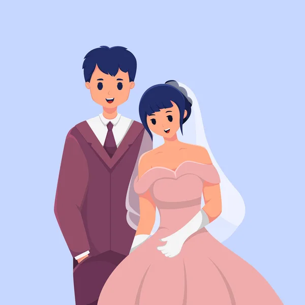 Para Wedding Cartoon Ilustracja Postaci — Wektor stockowy