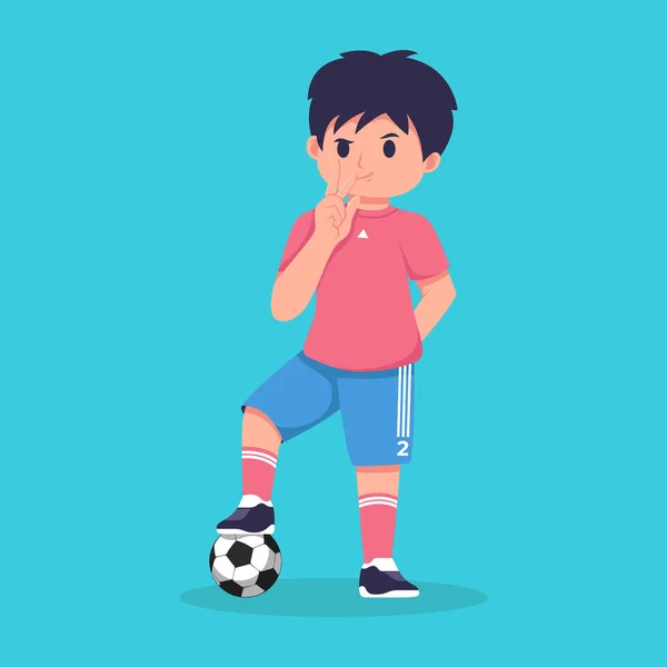 Illustration Personnage Garçon Joueur Football — Image vectorielle