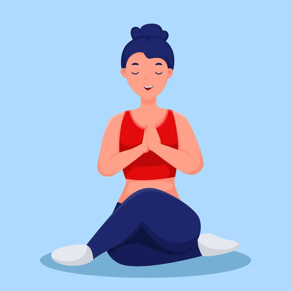 Woman Yoga Position Character Illustration — Stock Vector