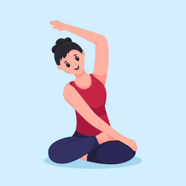 Woman Doing Yoga Character Illustration — Stock Vector