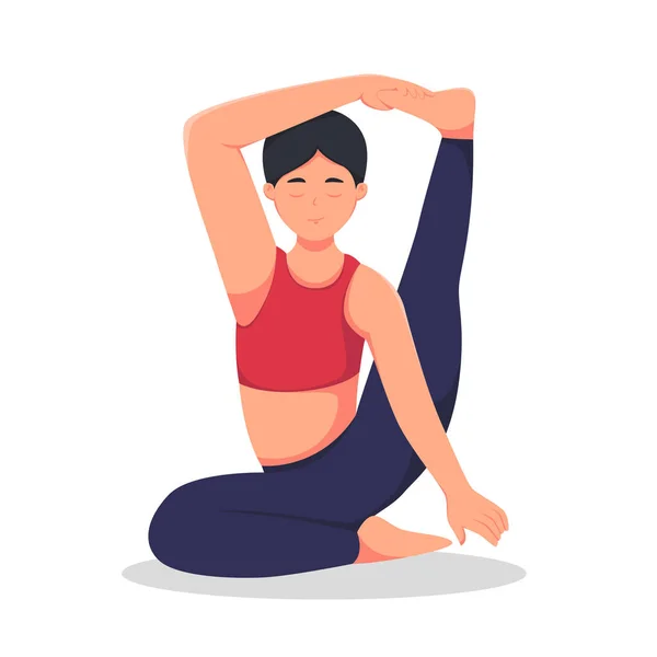 Woman Yoga Practice Character Illustration — Stock Vector