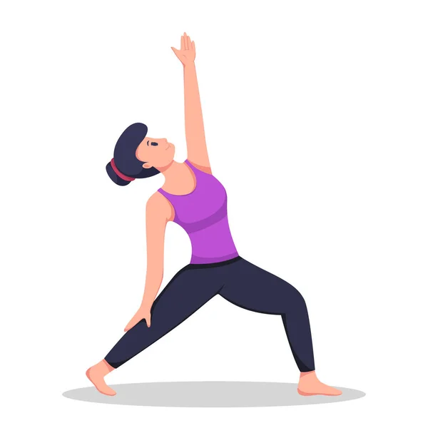 Girl Doing Yoga Exercise Character Design Illustration — Stock Vector