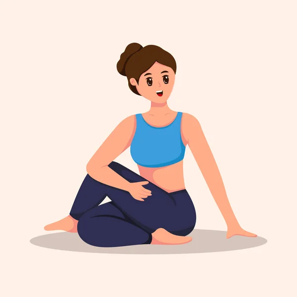 Woman Yoga Position Character Illustration — Stock Vector