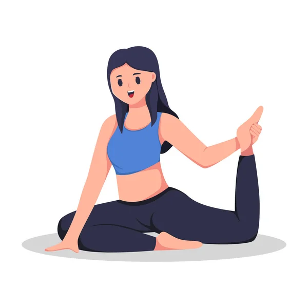 Woman Relaxation Yoga Pose Character Design Illustration — Stock Vector