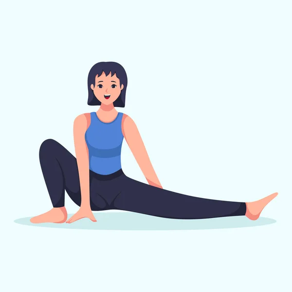 Woman Yoga Exercise Character Illustration — Stock Vector