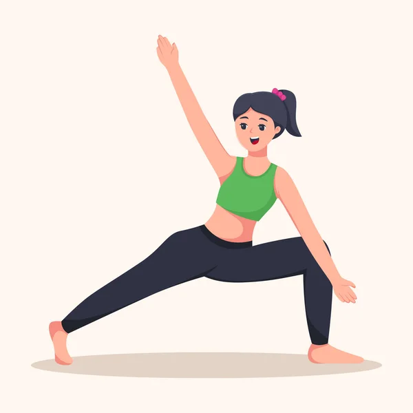 Female Yoga Exercise Character Illustration — Stock Vector