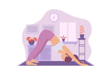 Kapalı Yoga Düz Tasarım Çizimi