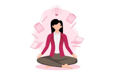 Yoga Çalışan Kadın Düz Tasarım
