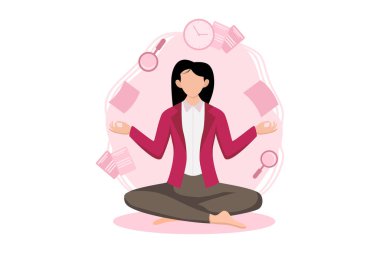 Yoga Çalışan Kadın Düz Tasarım