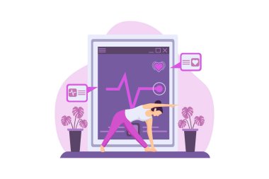 Yoga Çalışan Kadın Düz Tasarım