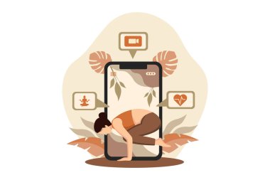 Yoga Çalışan Kadın Düz Tasarım