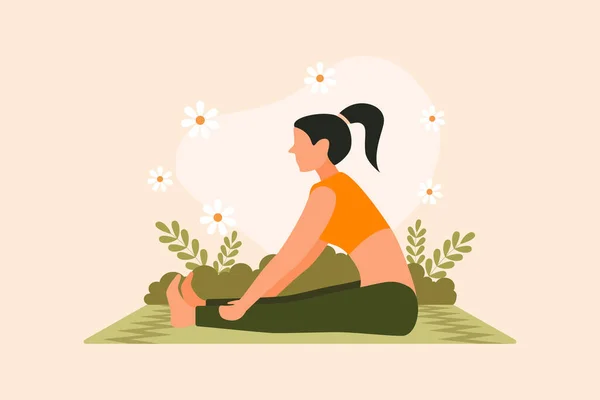 Açık havada Yoga Düz Tasarım Çizimi