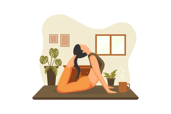 stock vector Indoor Yoga Flat Design Illustration