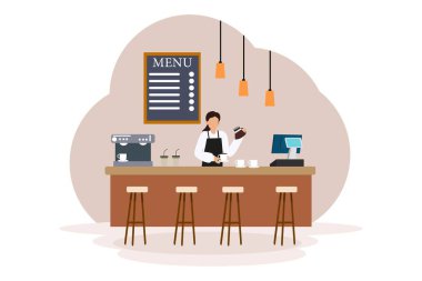 Cafe Düz Çizim Tasarımı