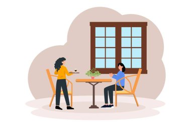 Cafe Düz Çizim Tasarımı