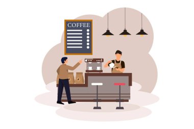 Cafe Düz Çizim Tasarımı 