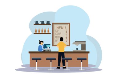 Cafe Düz Çizim Tasarımı