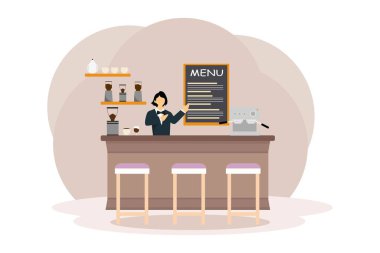 Cafe Düz Çizim Tasarımı
