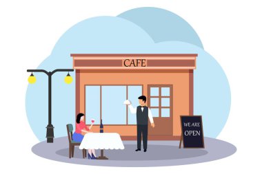 Cafe Düz Çizim Tasarımı