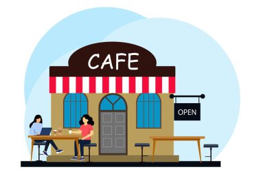 Cafe Düz Çizim Tasarımı