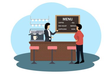 Cafe Düz Çizim Tasarımı