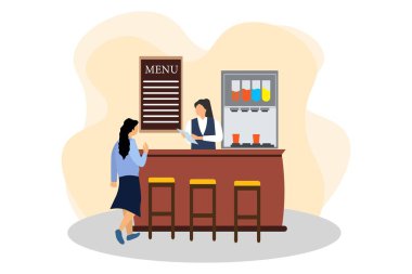 Cafe Düz Çizim Tasarımı