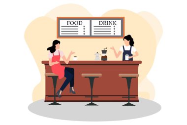 Cafe Düz Çizim Tasarımı