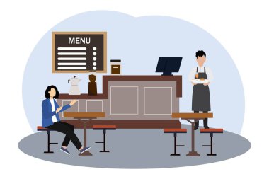 Cafe Düz Çizim Tasarımı