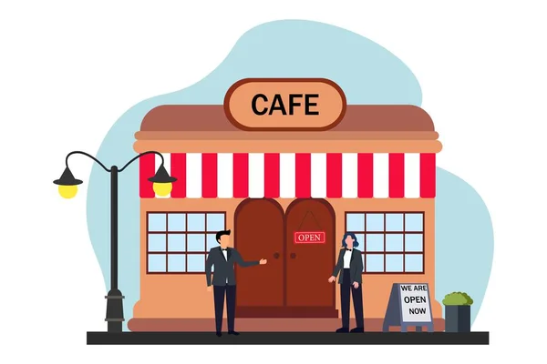 Cafe Flache Illustration Design — Stockvektor