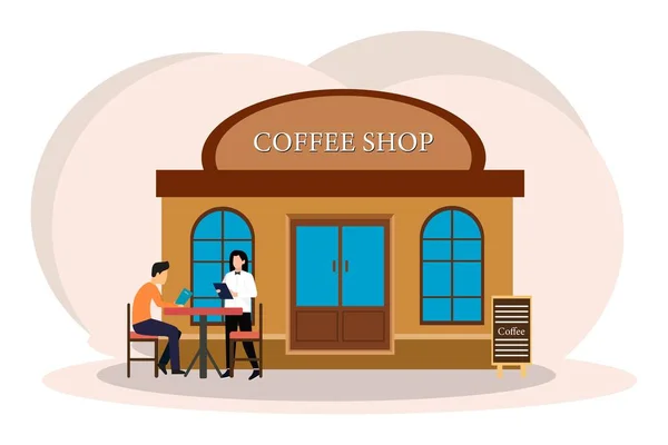 Café Flat Illustration Design — Stock vektor