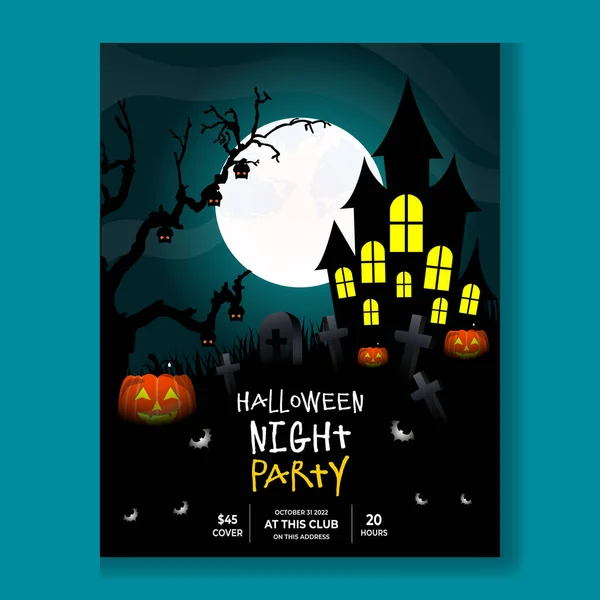 Halloween Night Party Plakat Projekt — Wektor stockowy