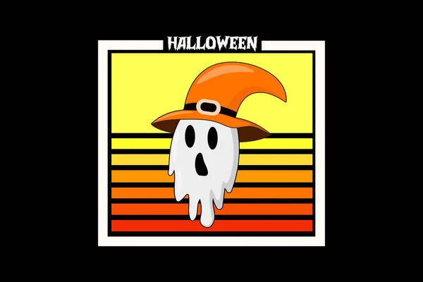 Halloween Effrayant Design Paysage Vintage Rétro — Image vectorielle