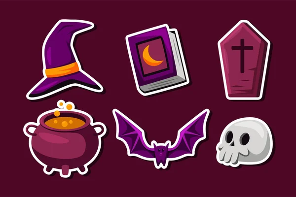 Set Collection Autocollants Halloween — Image vectorielle