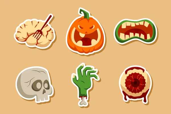 Cartoon Halloween Sticker Set Kollektion — Stockvektor