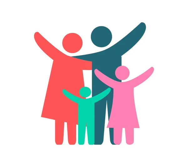 Szczęśliwy Projekt Ikony Rodziny Kolorowa Ilustracja Rodziców Dzieci — Zdjęcie stockowe