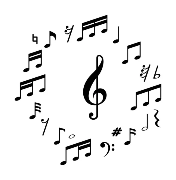 Beyaz arkaplan üzerine notaların vektör illüstrasyonu