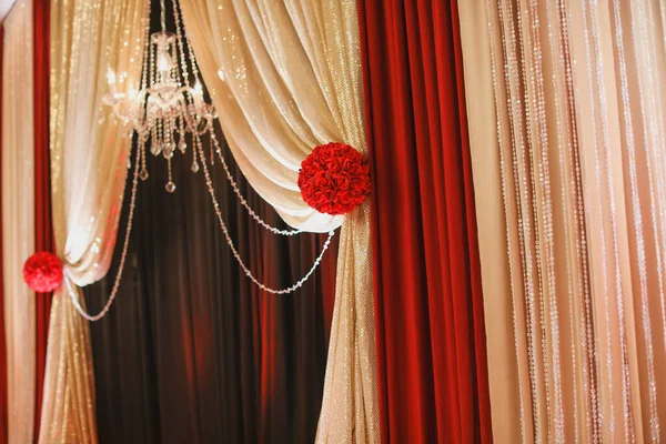 Interior Room Curtains Red Curtain — Stock Photo, Image
