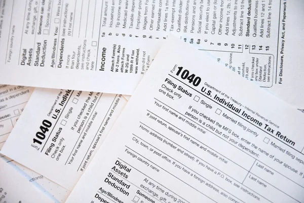 Φορολογικό Έντυπο 1040 Στυλό Και Αριθμομηχανή — Φωτογραφία Αρχείου