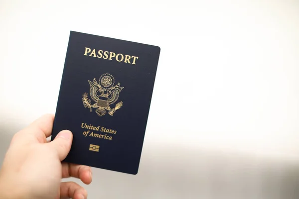 Hand Holding Passport Flag United States America — Stock Photo, Image
