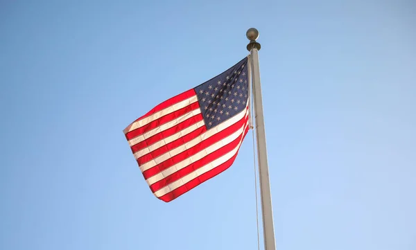 American Flag Waving Sky Background — Stock Photo, Image