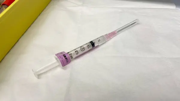 Medical Syringe Needle White Background — Foto de Stock