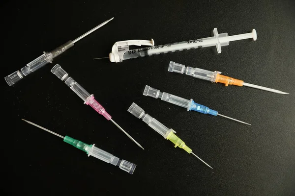 Syringe Syringes Black Background — Stock Photo, Image