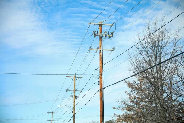Yüksek Voltaj Kulesi Elektrik Iletimi Elektrik Hatları — Stok fotoğraf