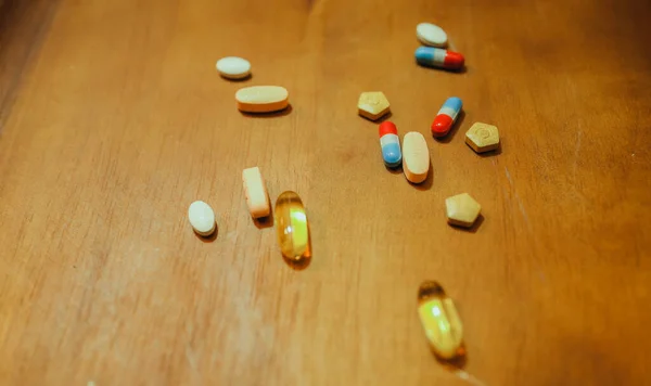 Medicamentos Vitaminas Simbolizando Significado Estilo Vida Saudável Prevenção Cura Doenças — Fotografia de Stock