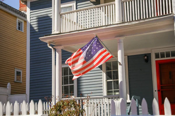 american flag on the street