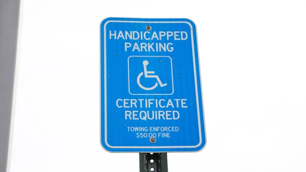 Blue Handicap Sign Street Universal Symbol Accessibility Mobility Aid Individuals — Stock Photo, Image